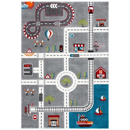 Safavieh 5 ft.-3 in. x 7 ft.-6 in. Carousel Kids & Youth Rectangle Rug, Grey & Ivory CRK192F-5